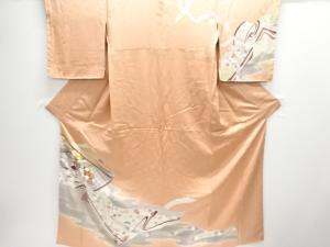 未使用品　家屋に花古典柄刺繍訪問着